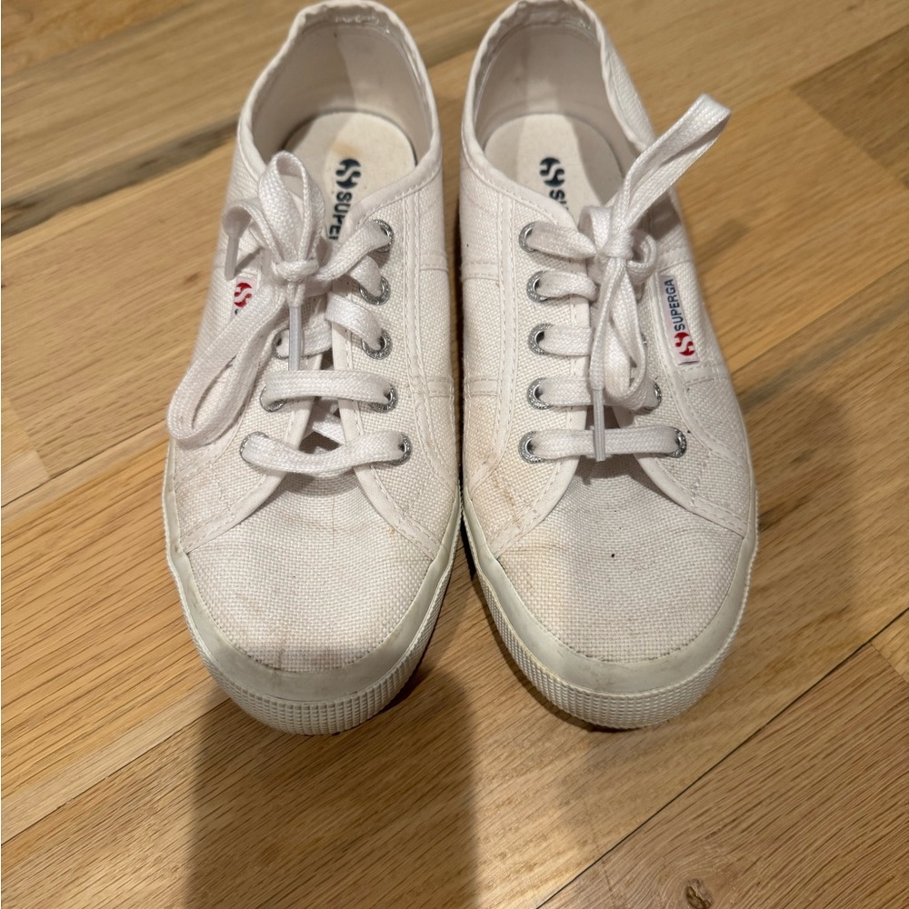Superga White Lace-Up Sneakers